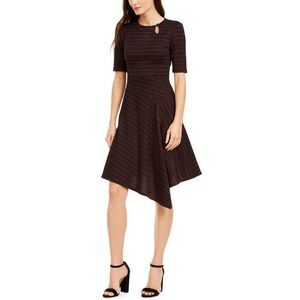 Asymmetrical Elbow-Sleeve Dress